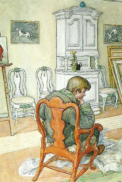 Carl Larsson Esbjorn i nattrock-Esbjorn som konvalescent oil painting image